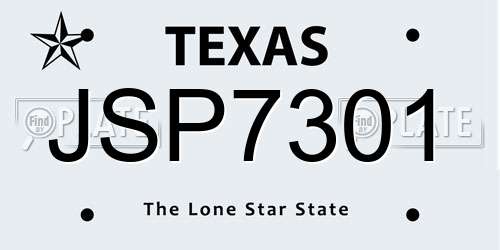 JSP7301 Texas License Plate