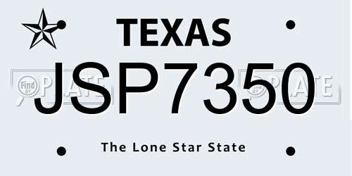 JSP7350 Texas License Plate