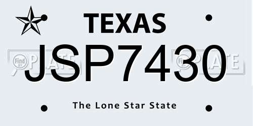 JSP7430 Texas License Plate