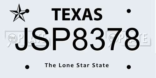 JSP8378 Texas License Plate
