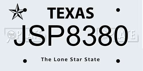 JSP8380 Texas License Plate