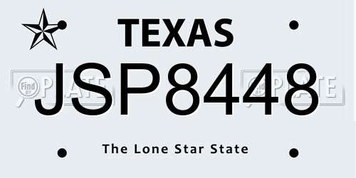 JSP8448 Texas License Plate