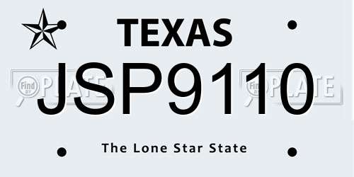 JSP9110 Texas License Plate