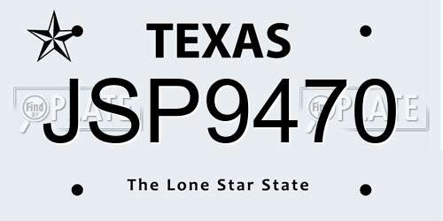 JSP9470 Texas License Plate