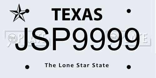 JSP9999 Texas License Plate