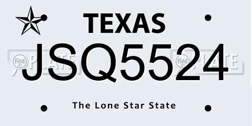 JSQ5524 Texas License Plate