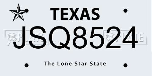 JSQ8524 Texas License Plate
