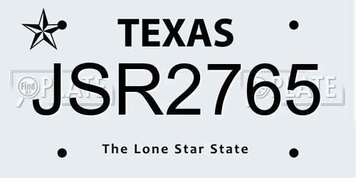 JSR2765 Texas License Plate