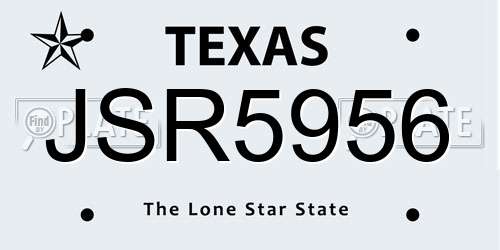 JSR5956 Texas License Plate