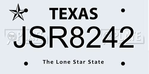 JSR8242 Texas License Plate