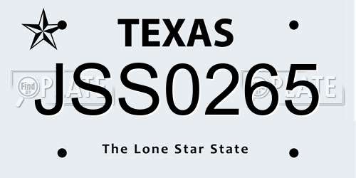 JSS0265 Texas License Plate