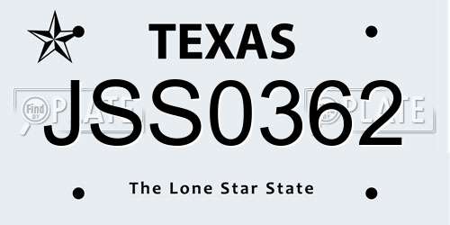 JSS0362 Texas License Plate