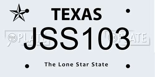 JSS103 Texas License Plate