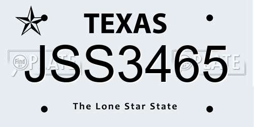 JSS3465 Texas License Plate