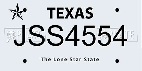 JSS4554 Texas License Plate