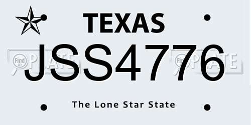 JSS4776 Texas License Plate