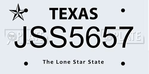 JSS5657 Texas License Plate