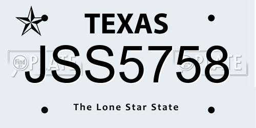 JSS5758 Texas License Plate