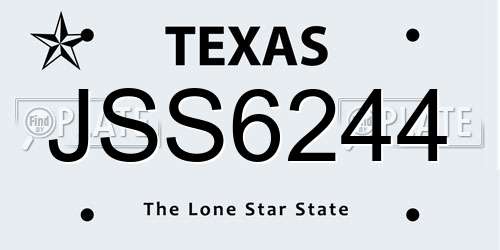 JSS6244 Texas License Plate
