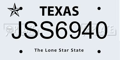 JSS6940 Texas License Plate