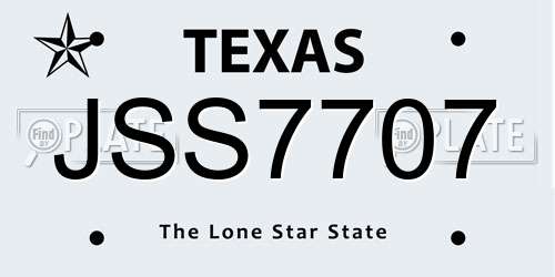 JSS7707 Texas License Plate