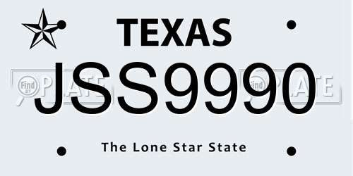 JSS9990 Texas License Plate