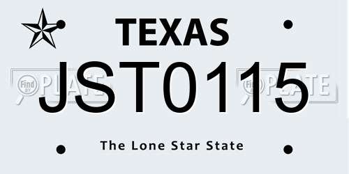 JST0115 Texas License Plate