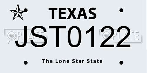 JST0122 Texas License Plate