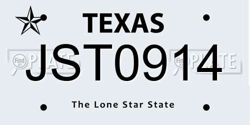 JST0914 Texas License Plate