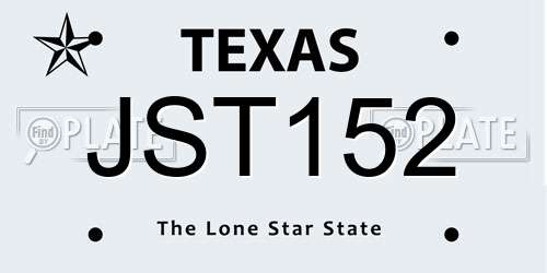 JST152 Texas License Plate