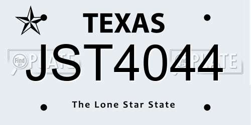 JST4044 Texas License Plate