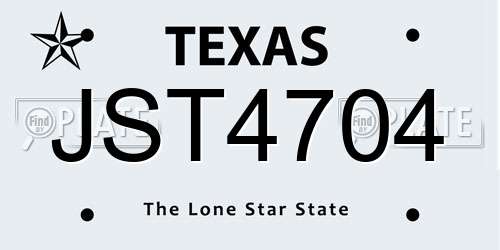 JST4704 Texas License Plate
