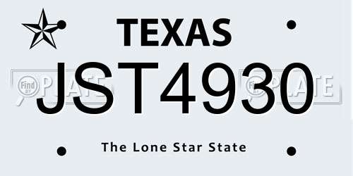 JST4930 Texas License Plate