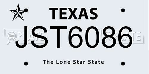 JST6086 Texas License Plate