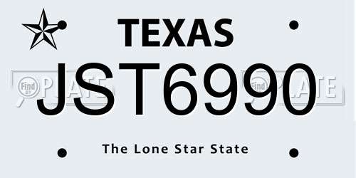 JST6990 Texas License Plate