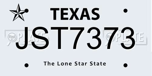 JST7373 Texas License Plate