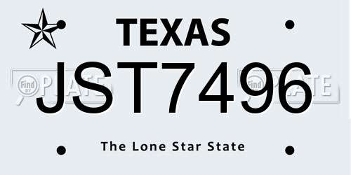 JST7496 Texas License Plate