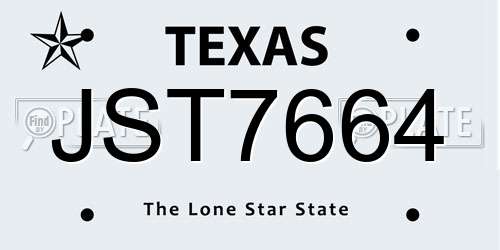 JST7664 Texas License Plate