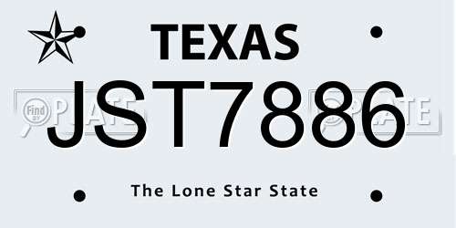 JST7886 Texas License Plate