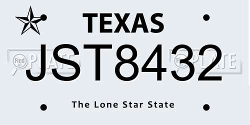 JST8432 Texas License Plate
