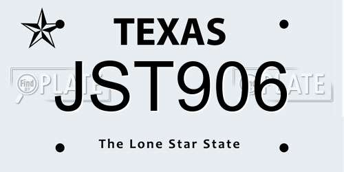 JST906 Texas License Plate
