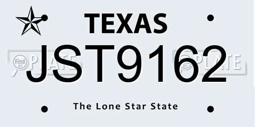 JST9162 Texas License Plate