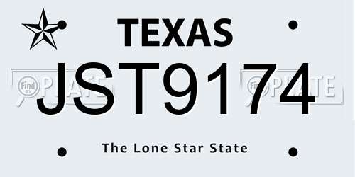 JST9174 Texas License Plate