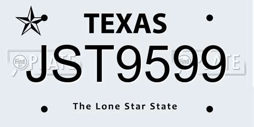 JST9599 Texas License Plate