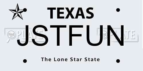 JSTFUN Texas License Plate