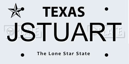 JSTUART Texas License Plate