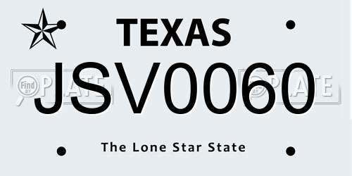 JSV0060 Texas License Plate