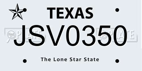 JSV0350 Texas License Plate