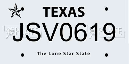 JSV0619 Texas License Plate