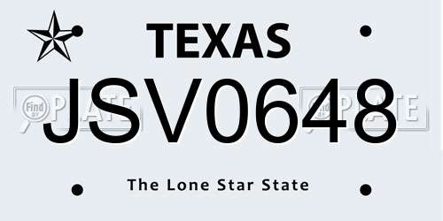 JSV0648 Texas License Plate